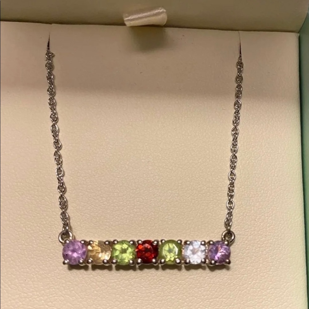 Genuine Gemstone Bar Necklace